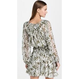 Misa Los Angeles Mercy Green White Elastic Waist Mini Dress Womens Size Small